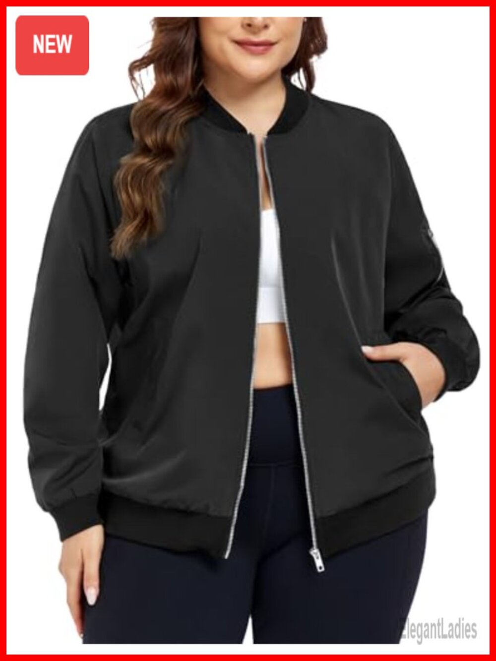 Plus Size Bomber Jacket Lightweight Zip Up Casual Women's Coat